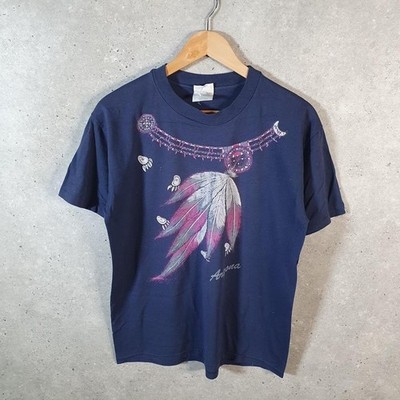 Vintage Hanes Arizona Feather 90s Single Stitch T-Shirt Herren Medium Navy Blau