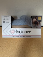 Isotoner Women  s Memory Foam Indoor Outdoor Slippers Size M 7.5-8 Gray Washable