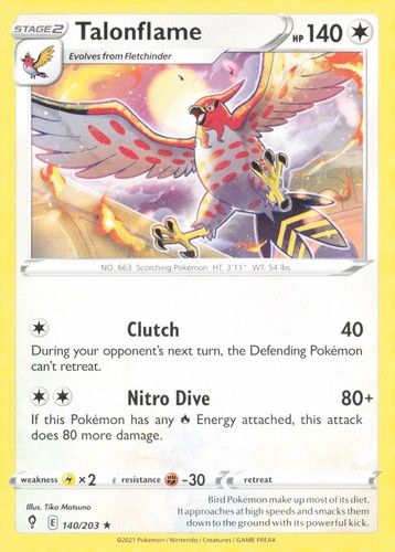 TALONFLAME 140/203 EVOLVING SKIES POKEMON NEAR MINT