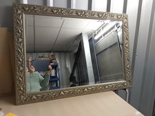 Large Decorative Wall Mirror -Antique Style Silver Ornate Preloved 107 X 76 Cm