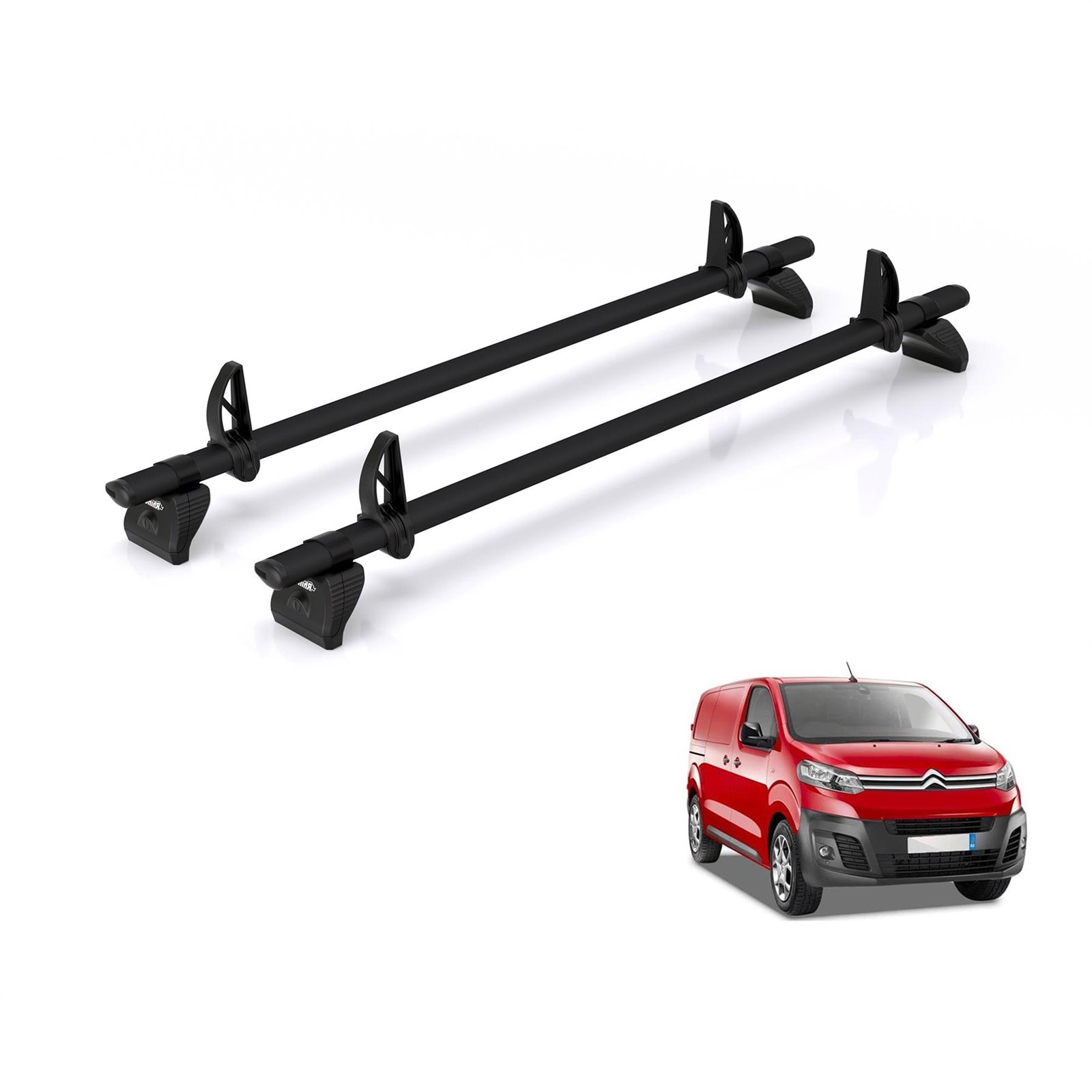 Peugeot Expert Roof Rack for 2016+ [Standard/Long] 2x Roof Bars Rhino Black