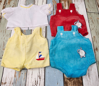 Lot Vintage Coleco Cabbage Patch Kids Doll Clothes Shirt Shortall Rompers