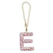 Letter Bag Charm Bling Glitter Letter Charm Initial, Pink, E Shape