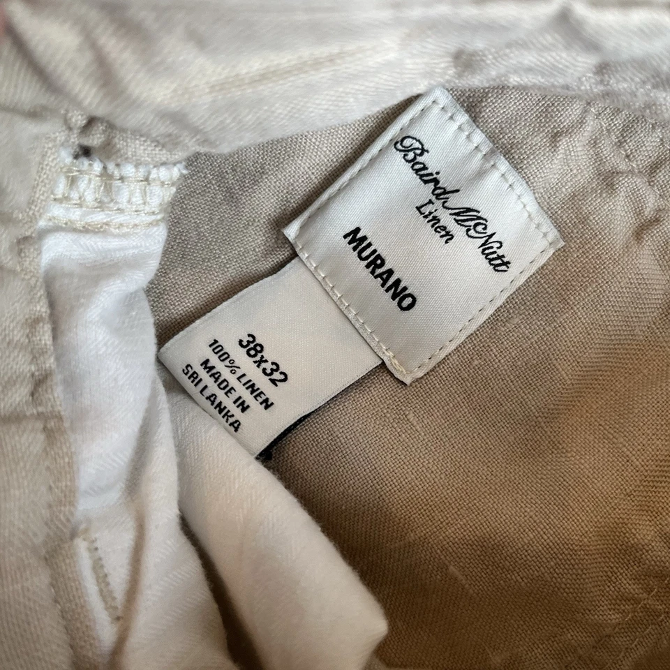 Pantalones de Murano Baird Mcnutt de lino para hombre 38x30 pantalones con botones informales silenciosos de lujo Foto 4 de 4