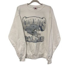 NWT Vintage Style Dallas Cowboys Champion Crewneck Sweatshirt White Size Large