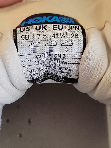 Hoka One One Rincon 3 Womens Size 9B Running Shoes 1119396-ERGL White Cream - Picture 16 of 17