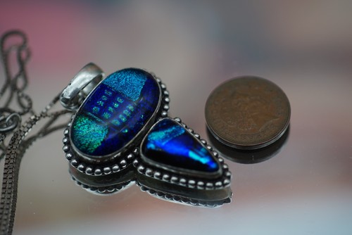 Vintage Sterling Silver 925 Pendant Necklace Blue Shimmering Stone 17.43g - Picture 11 of 11