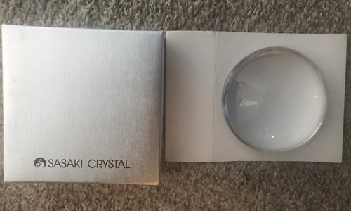 LIBBEY GLASS LOGO PAPERWEIGHT Made By Sasaki Crystal - New In box - Picture 4 of 5