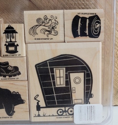 Estampilla de goma con bloque de madera Stampin' Up Happy Bear remolque de fogata 10 piezas - Imagen 3 de 5