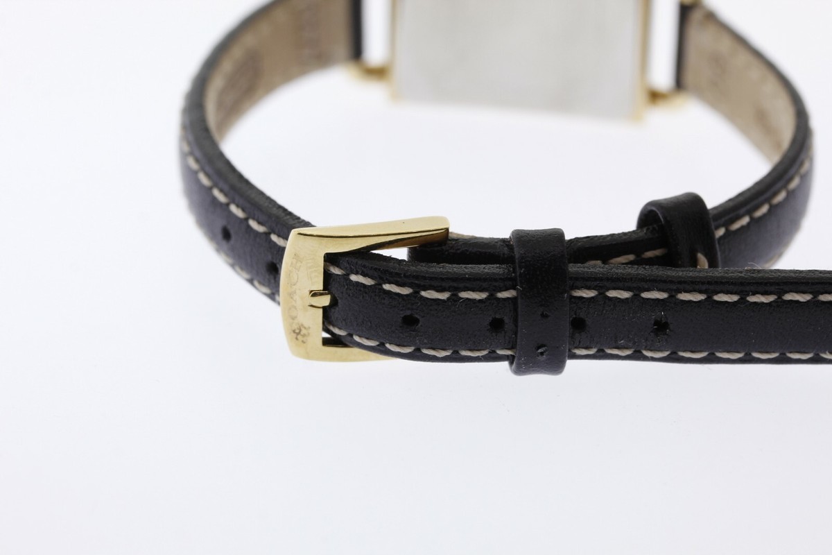 Coach Liz Ladies Gold-Tone Stainless Steel Black Leather 