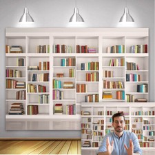 Study Library Bookshelf Backdrop Photo Video Zoom Conference Bookcase Background