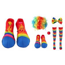Clown Striped Shoes Dress Up Cosplay Costume Carnivals Curly Wig Circus Party