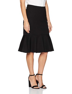 Trina Turk 146063 Women's Alina 2 Ponte Drop Flounce Skirt Black Sz 4