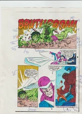 1984 Incredible Hulk 294 Marvel color guide art page HAND PAINTED BOOMERANG