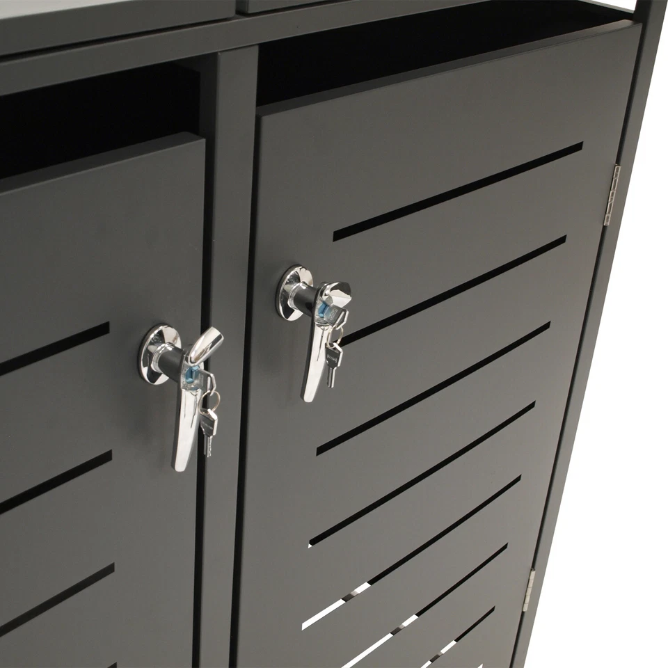 Mülltonnenbox 2-er Mülltonnenhaus Müllbox 2x 120 Liter 115x62x102cm, Stahl grau - Bild 4 von 4