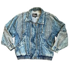 Vintage 90s Ruth Douglas Acid Wash Denim Full Zip Bomber Jean Jacket—women’s M