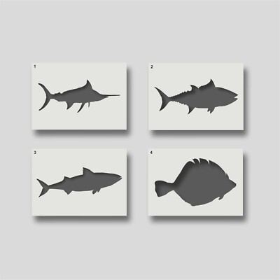 Fischschablonen für Wandbilder, Wohndeko, Malen, Basteln Gruppe 1