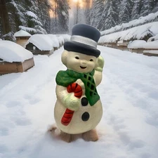 Vintage 13” Ceramic Snowman Light-Up Christmas Decoration 70s Holiday Decoration