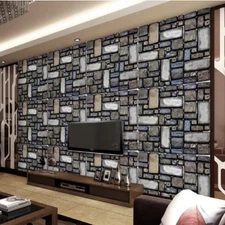 3D Brown Grey Tiles 43554NA Wallpaper Wall Murals Removable Wallpaper Fay