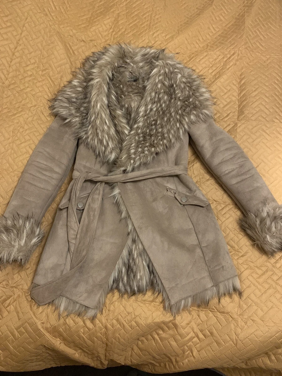Lipsy luxury bonded faux fur wrap coat outlet