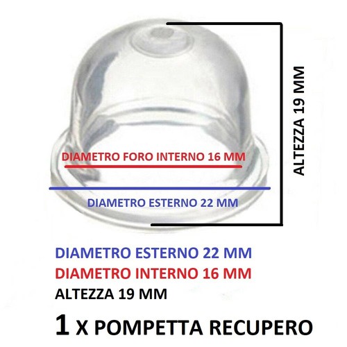 POMPETTA SPURGO BENZINA DECESPUGLIATORE 16 MM 22 MM CARBURATORE ZAMA ECHO RYOBI - Foto 7 di 15