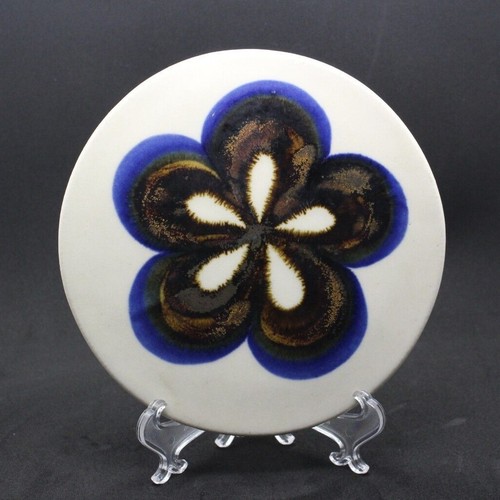 Vintage 1970er signierter FRED EVANGEL Studio Kunstkeramik Blumenfliesenuntersetzer New Mexico