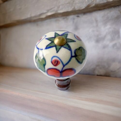 Set of 2 Gorgeous porcelain Lamp shade finials. Harp Toppers - Cherry - Picture 2 of 2