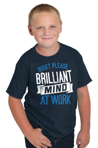 Quiet Please Brilliant Autistic Mind At Work Youth Crewneck T Shirts Boy or Girl - Picture 6 of 10