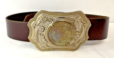 Las Vegas Nevada Casino Souvenir Belt Buckle Leather Belt 38"