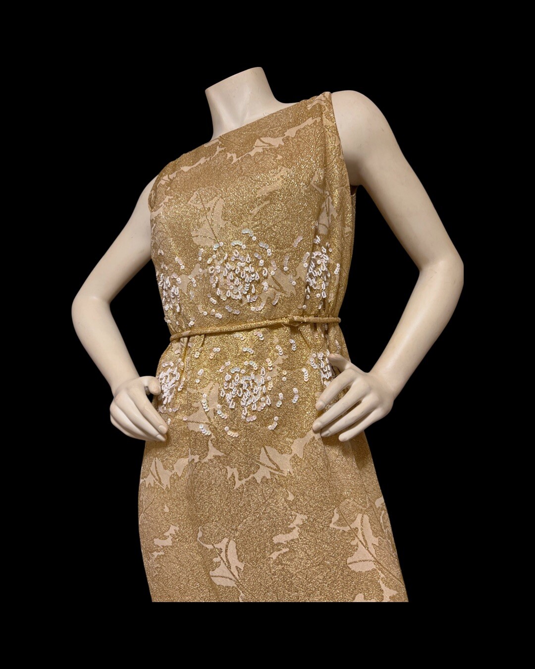 1950s Vtg Neiman Marcus Gold Silk Metallic Evenin… - image 9