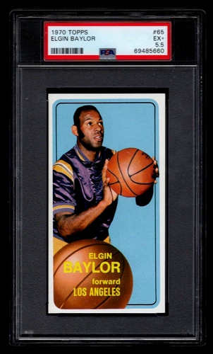 ELGIN BAYLOR 1970 TOPPS BASKETBALL CARD #65 PSA 5.5 EX+ GRADED HOF LAKERS