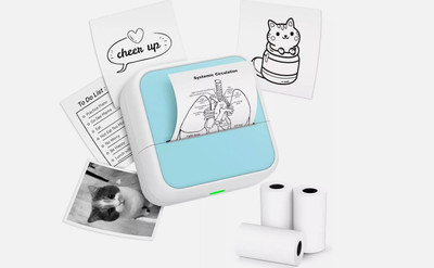 Sticker Printer - Printpods Mini with Stickers, Print Pod, Light Blue