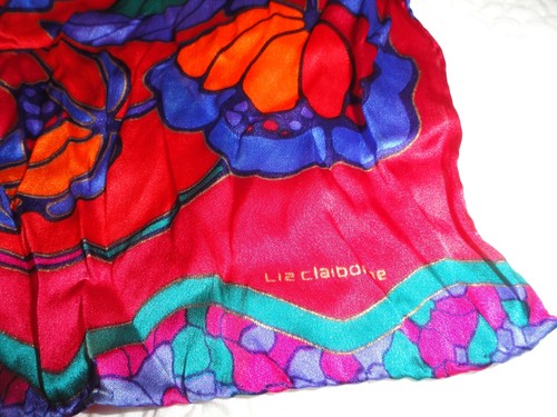 LOTTO DI 8 SCIARPE VINTAGE LIZ CLAIBORNE 100% SETA così belle - Foto 18 di 18