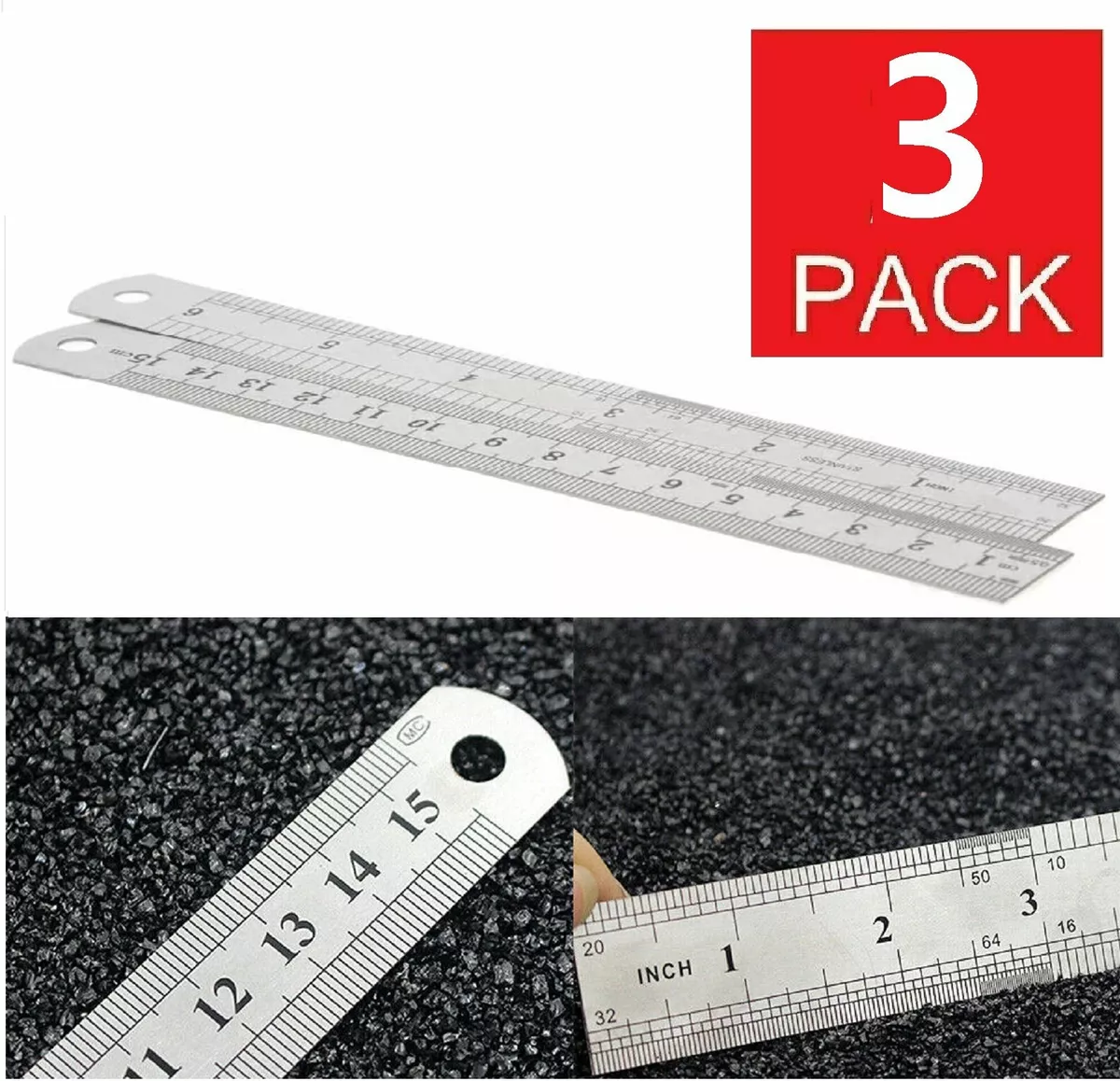 20/30/50cm Stainless Steel Double Side Straight Ruler Centimeter Inches Scale Precision Tool School Stationery Ruler Measuring Stainless Tool Plastic