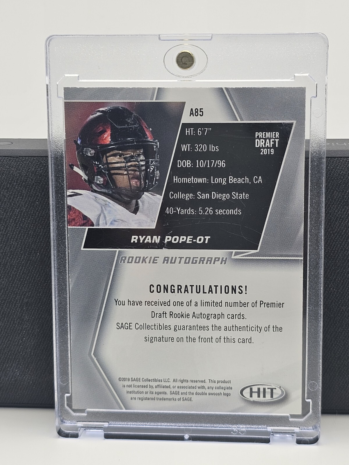 Ryan Pope 2019 SAGE Premier Draft #A85 Ryan Pope Autograph Los Angeles Rams ...