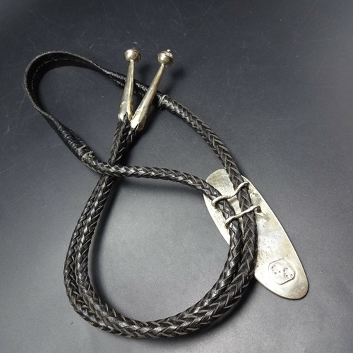 JOHN HORNBEK Tufa Cast Sterling Silver BRANCH CORAL & KINGMAN TURQUOISE BOLO Tie - Picture 8 of 12