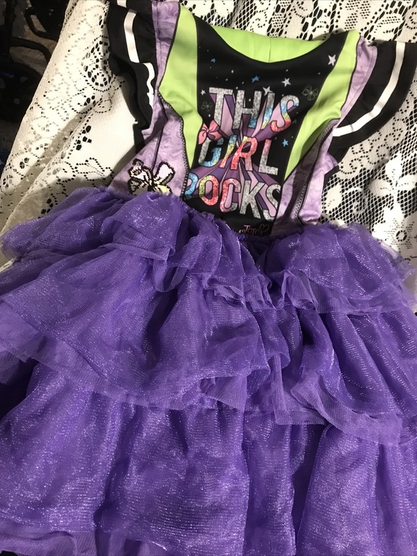NICKELODEON LIME PURPLE TUTU DRESS THIS GIRL ROCKS SIZE 7/8