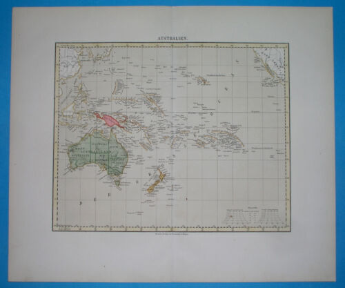 1873 ORIGINAL KARTE AUSTRALIEN PAPUA NEUGUINEA GUAM HAWAII TASMANIEN NEUZEALAND - Bild 2 von 10