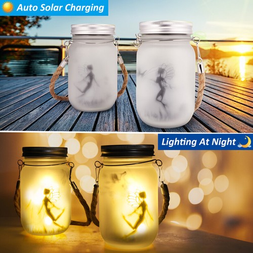 2Pack Christmas Solar Lanterns - Fairy Solar Jar Lamps for Balcony Garden Decor - Picture 5 of 15