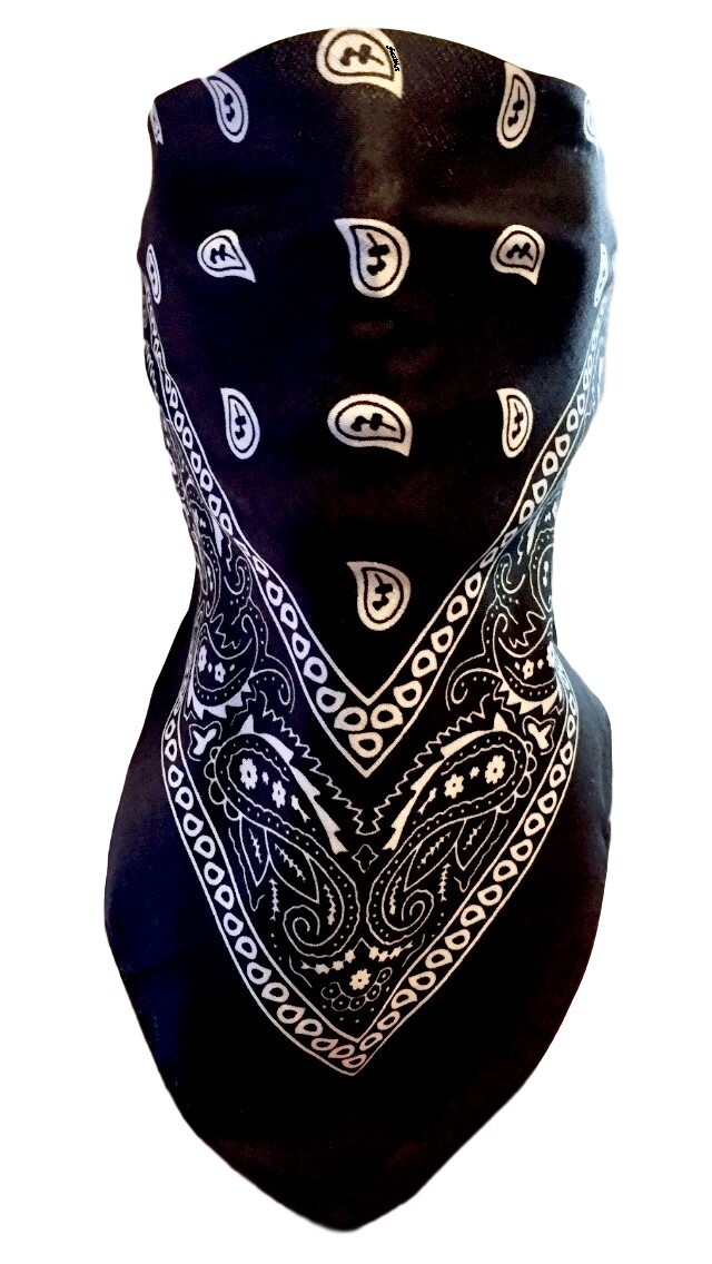 VELCRO®Brand ADJUSTABLE BLACK PAISLEY FACE COVER REVERSIBLE