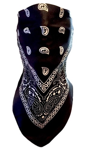 KLETTVERSCHLUSS® Marke VERSTELLBAR SCHWARZ PAISLEY GESICHTSABDECKUNG WENDBAR BIKER HALS BANDANA - Bild 4 von 6