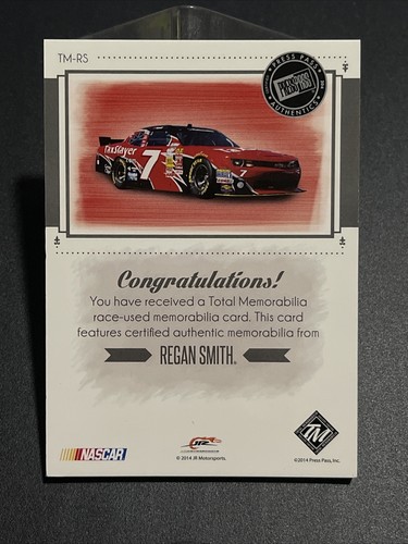 2014 Press Pass REGAN SMITH TOTAL MEMORABILIA Firesuit Shoe Metal Shoe #d 11/25 - Picture 4 of 4