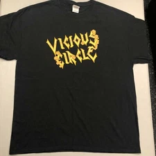 Vicious Circle Logo 80s Chicago Heavy Metal Band Double Sided XL Black T Shirt 