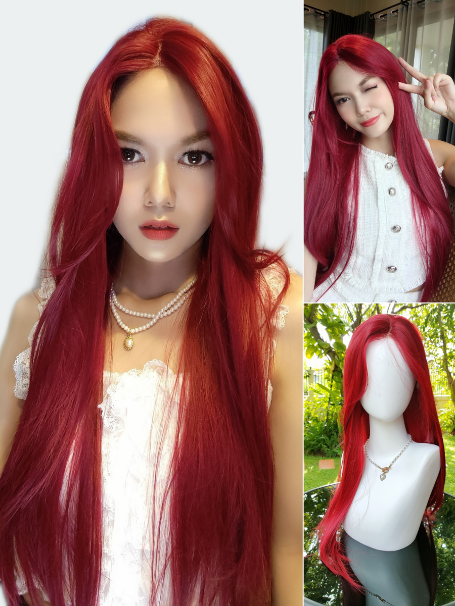 Red head lace front wig Red Lace Front Wig Straight & Body Wave 13*4 HD Lace Frontal  main image 3