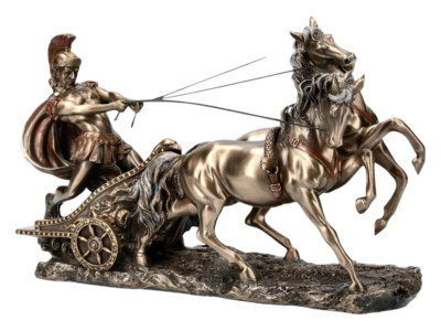 Römischer Streitwagen Statue Kaltguss Bronze sehr detailliert von Veronese. Top. Selten.