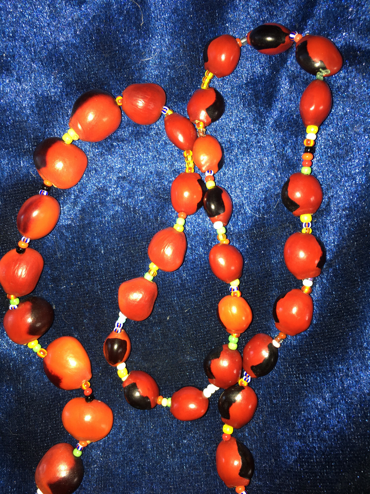 RARE Vintage Handcrafted Artisan Red Bean & Seed Bead… Gem