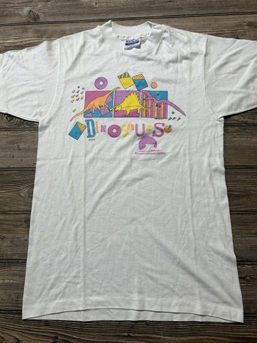 Vintage 1987 Retro Grafik Dinosaurier St Louis Science Center T-Shirt LESEN - Bild 1 von 14