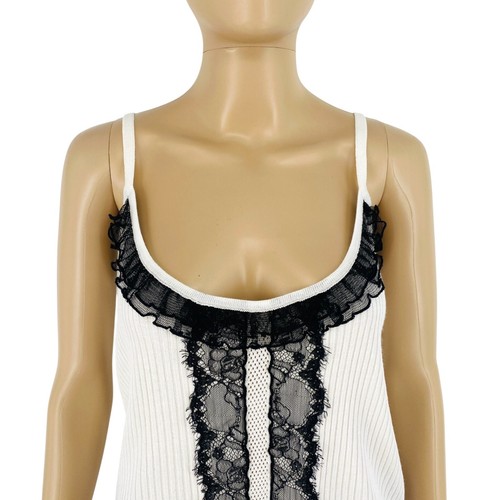 Persona Women White Lace Details Knit Tank Top Size Plus M - Picture 2 of 9