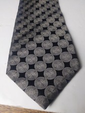 Calvin Klein Mens Tie Geometric Circles Black Silver L58 W4