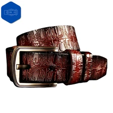 High Quality Crocodile Embossed Waist Strap Mens Genuine Leather Belt Pin Buckle